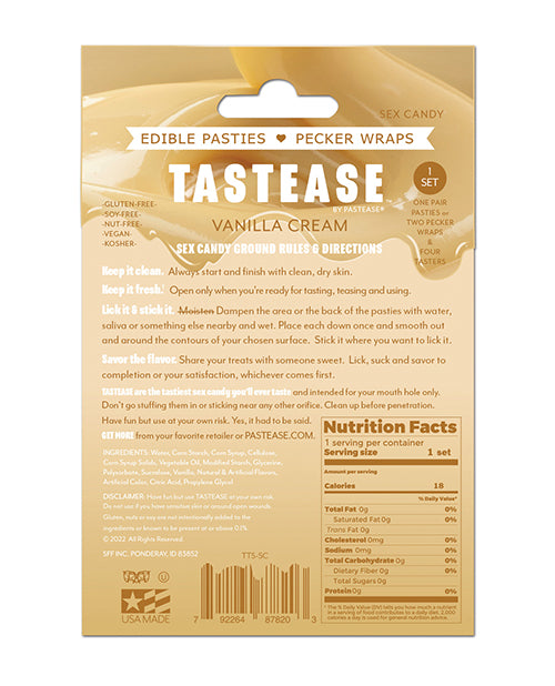 Pastease Tastease TEdible Pasties & Pecker Wraps - Sweet Cream O/S