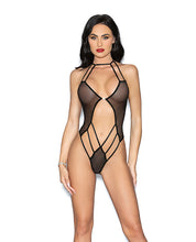 Fishnet Teddy w/Jewel Detail Black O/S