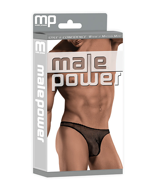 Male Power Stretch Net Pouch Thong Black S/M