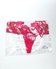 Raelynn Satin Strappy Underwire Bra w/G-String 2 pc Set - Pink Yarrow XL