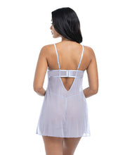 Elsie Lace & Mesh Underwire Babydoll w/G-String 2 pc Set - Brunnera Blue L/XL