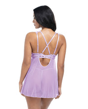 Stassi Lace & Mesh Babydoll w/G-String 2 pc Set - Lavender L/XL