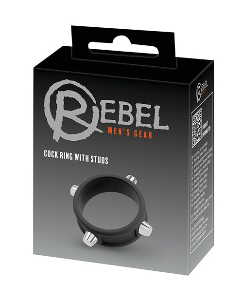 Rebel Cock Ring w/Studs - Black