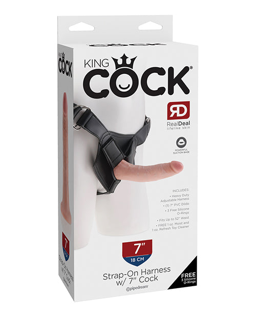 King Cock Strap-On Harness w/7" Cock - Flesh