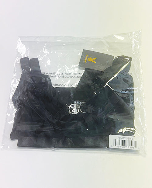 Playboy Bunny Charm Mesh Bralette w/Thong 2 pc Set - Black 1X