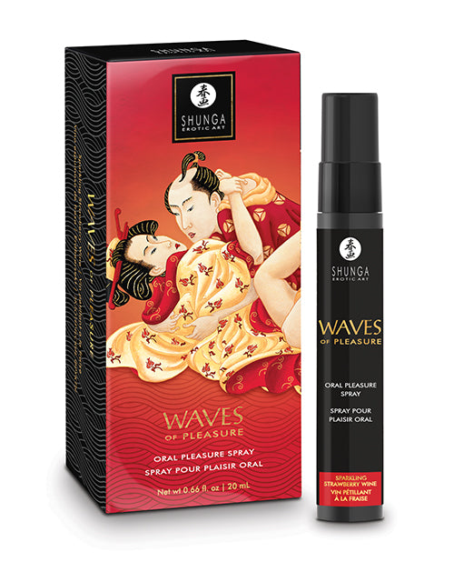 Shunga Waves of Pleasure Oral Pleasure Spray - .66 oz Sparkling Strawberry Wine