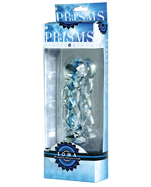 Prisms Erotic Glass Soma Twisted Dildo - Clear/Blue