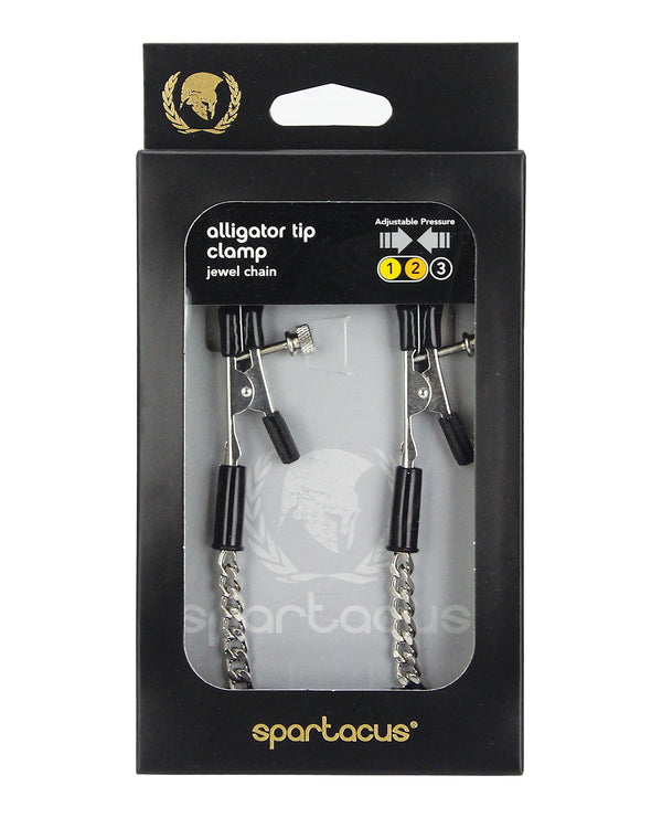 Spartacus Adjustable Alligator Nipple Clamps w/Silver Chain