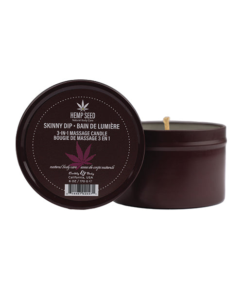 Earthly Body Suntouched Hemp Candle - 6 oz Round Tin Skinny Dip