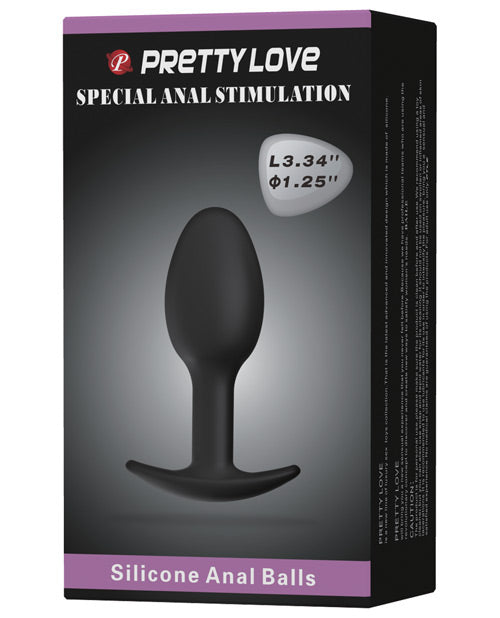 Pretty Love 3.34' Silicone Anal Plug w/Ball - Black