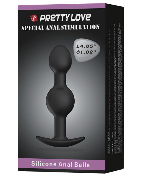 Pretty Love 4.05' Silicone Anal Plug w/Ball - Black