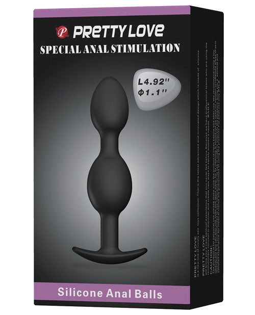 Pretty Love 4.92' Silicone Anal Plug w/Ball - Black