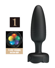 Pretty Love Tarion Thrusting Butt Plug w/Multi Color Bottom Light - Black