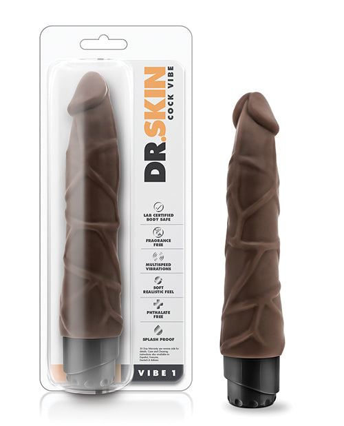 Blush Dr. Skin Cock Vibe 9' Vibrating Cock - Chocolate