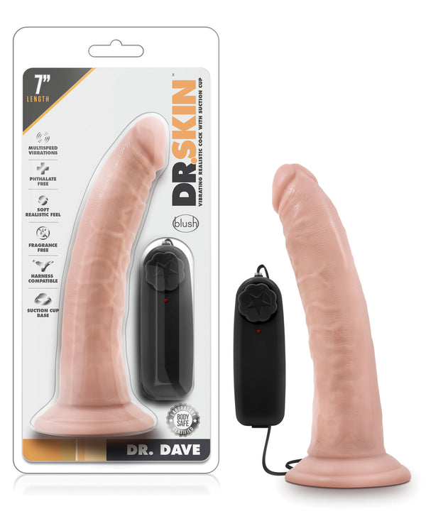 Blush Dr. Skin Dr. Dave 7' Cock w/Suction Cup - Vanilla