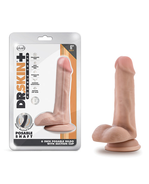 Blush Dr. Skin Plus 6' Posable Dildo With Balls - Vanilla