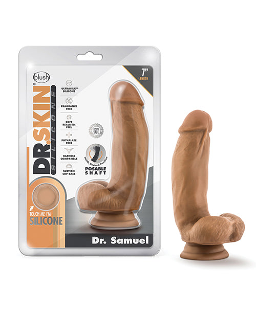 Blush Dr. Skin Silicone Dr. Samuel 7' Dildo w/Balls - Mocha