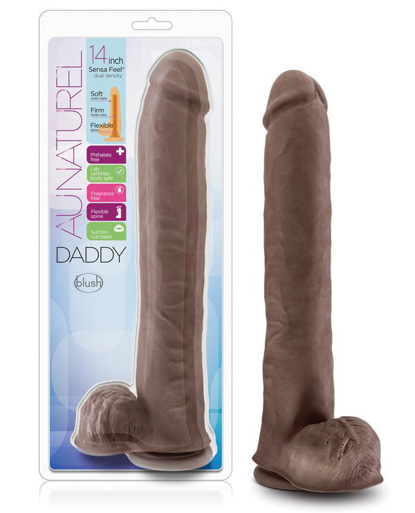 Blush Au Naturel Daddy 14' Sensa Feel Dual Density Dong w/Suction Cup - Chocolate