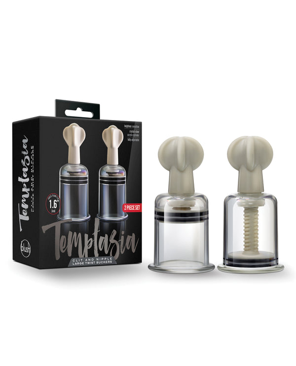 Blush Temptasia Clit & Nipple Large Twist Suckers - Clear Set of 2