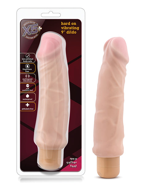 Blush X5 Plus Hard On Vibrating 9' Dildo - Beige