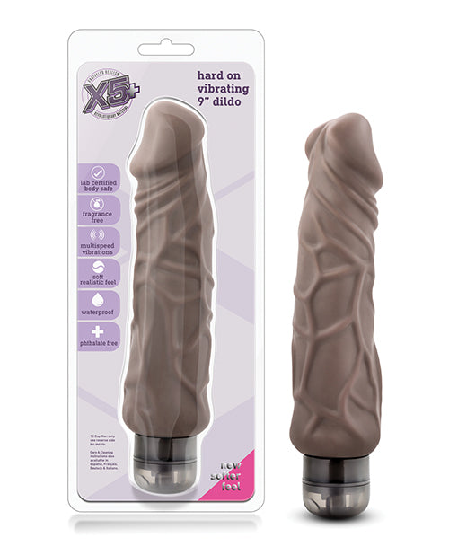 Blush X5 Plus Hard On Vibrating 9' Dildo - Brown