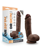 Blush Dr. Skin Glide 8.5' Self Lubricating Dildo w/Balls - Chocolate