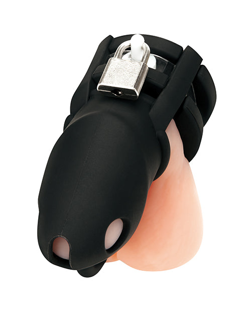Blue Line 2' Silicone Mini Cock Cage With Ball Divider - Black