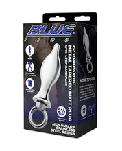 Blue Line 2.5' Stainless Steel Metal Tapered Butt Plug With Loop Hardware
