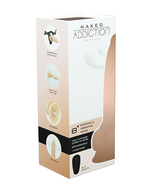 Naked Addiction 8' Rotating & Vibrating Dong - Flesh