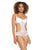 Stretch Mesh Ruffled Crotchless Teddy White MD