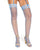 Fishnet & Scallop Stretch Lace Thigh High Stockings Blue O/S