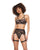 Lace Underwire Bralette w/Thong & Garter - Black/Rose Gold LG