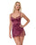 Scallop Lace Trimmed Stretch Satin Chemise w/Underwire Cups - Mauve Plum SM