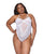 Floral Scallop Stretch Lace & Mesh Teddy - White 1X/2X