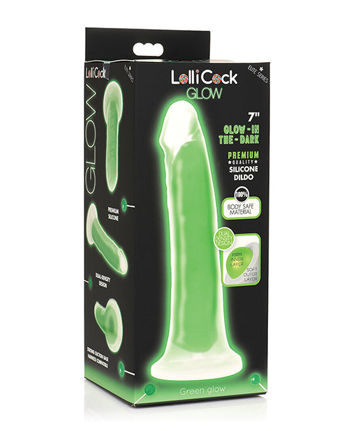 Curve Toys Lollicock 7' Glow In The Dark Silicone Dildo - Green