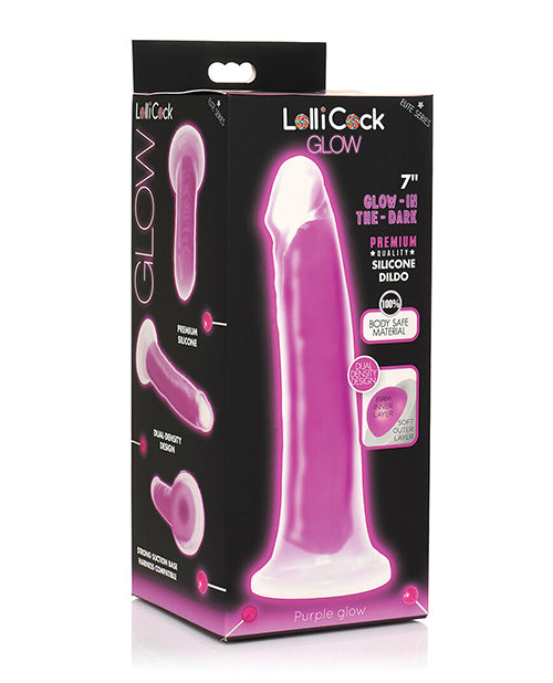 Curve Toys Lollicock 7' Glow In The Dark Silicone Dildo - Purple