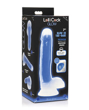 Curve Toys Lollicock 7' Glow In The Dark Silicone Dildo w/Balls - Blue