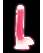 Curve Toys Lollicock 7' Glow In The Dark Silicone Dildo w/Balls - Pink