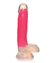 Curve Toys Lollicock 7' Glow In The Dark Silicone Dildo w/Balls - Pink