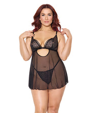 Pleasure Collection Feline Fatale Babydoll & G-String 2 pc Set - Black O/S