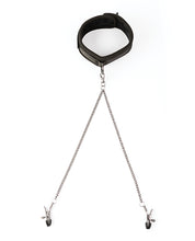 Sei Mio Twin Tweaks Velvet Collar w/Nipple Clamps - Black