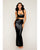 Stretch Faux Leather Harness Bra & Long Slip Skirt - Black LG