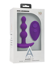 A Play Beaded Rechargeable Silicone Anal Plug w/Remote - Purple