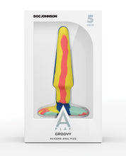 A Play 5' Groovy Silicone Anal Plug - Multicolor/Yellow