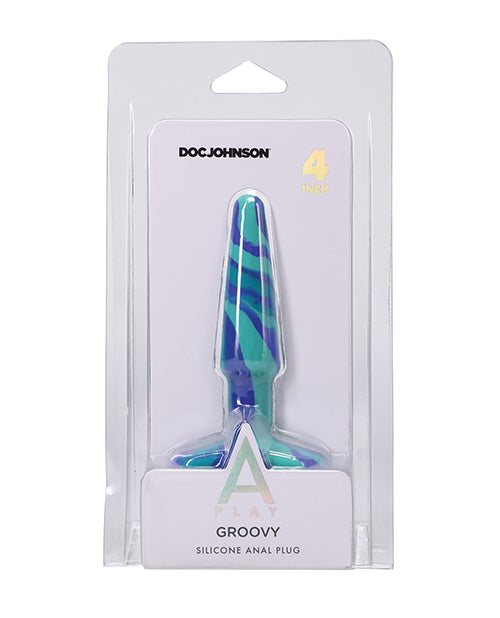 A Play 4' Groovy Silicone Anal Plug - Ocean