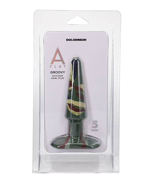 A Play 5' Groovy Silicone Anal Plug - Camouflage