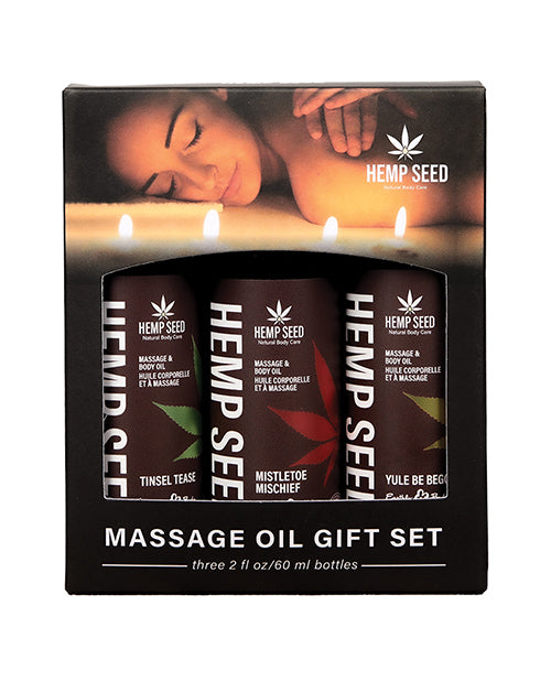 Earthly Body 2025 Holiday Massage Oil Gift Set - 2 oz Asst. Scents Box of 3