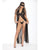 Euphoria Long Gown w/Peek a Boo Cups, Open Crotch Panty & Mask Black O/S
