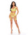 Embroidered Floral Lace Bra w/Thong & Chaps Blacklight Reactive 3 pc Set - Yellow LG