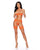 Lace Open Cup Bralette w/Thong & Chaps 3 pc Set with Jewel Details - Orange MD